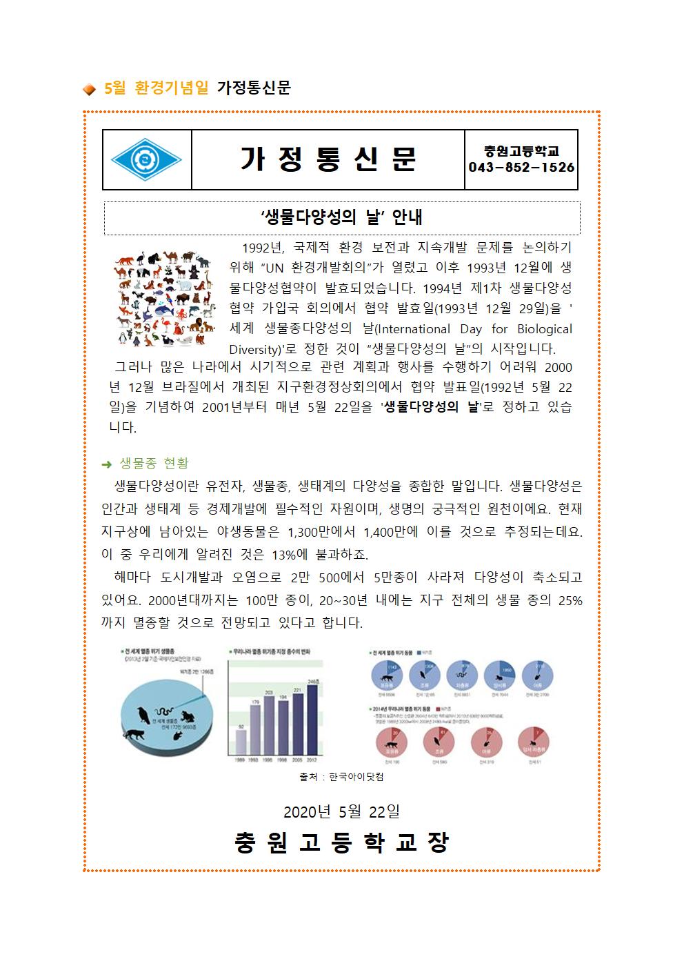 2020학년도 5월 환경기념일 가정통신문001